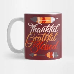 Thankful Grateful Blessed Thanksgiving Feather Arrow Mug